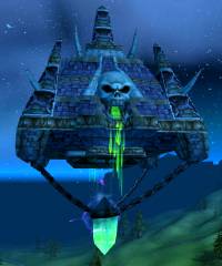 A Scourge Necropolis high in the skies above Mulgore